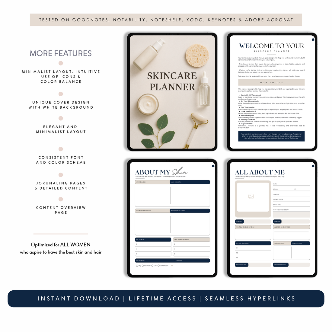 Digital Printable Skincare Planner